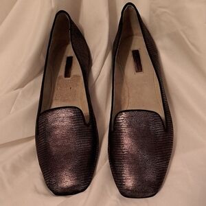 Tahari Clementine Bronze Loafers with Metallic Finish and Classic Silhouette